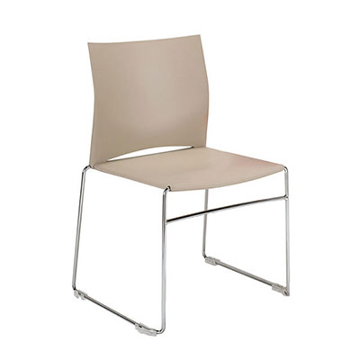 Lot de 2 chaises Feely assise et dossier en  polypro taupe - structure en tube d'acier chrom o 11 mm - pices d'accroche intgres
