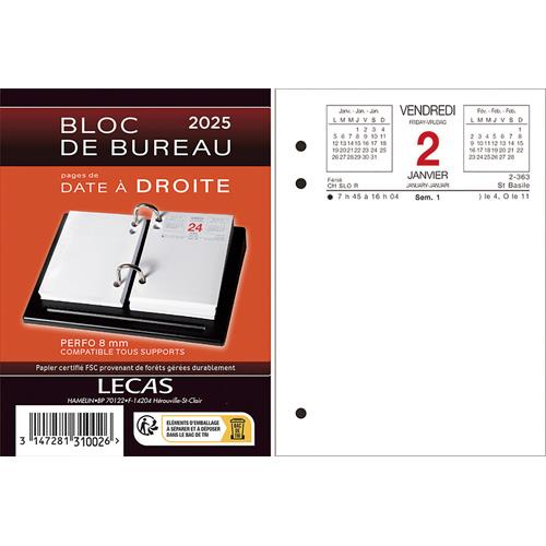 Recharge bloc phmride Lecas - date  droite - notes  gauche