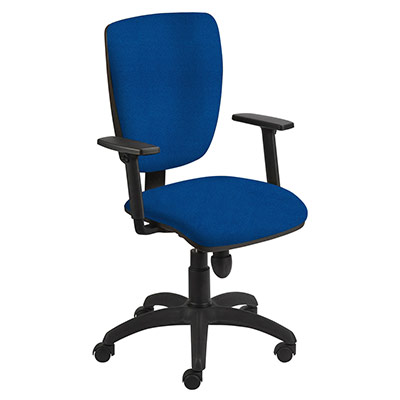 Sige de bureau  roulettes Alter - mcanisme synchrone - assise et dossier tissu bleu lectrique - accotoirs rglables - pitement nylon noir