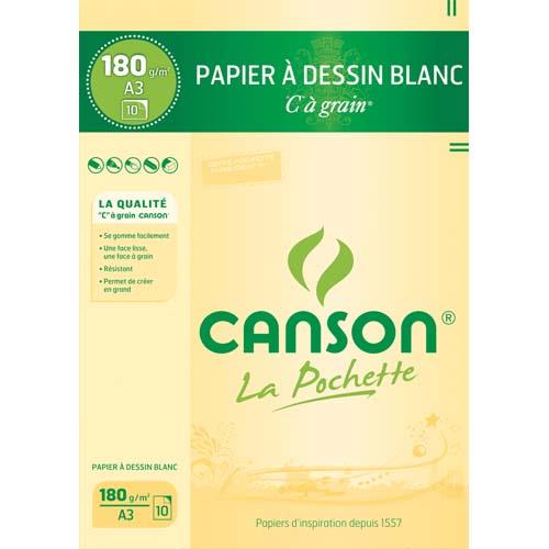 Feuilles  dessin "C " S352040 27-106 -  grain - 180 g - format A3 - blanc