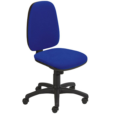 Sige de bureau  roulettes Mia - assise et dossier tissus bleu - contact permanent - pitement nylon noir