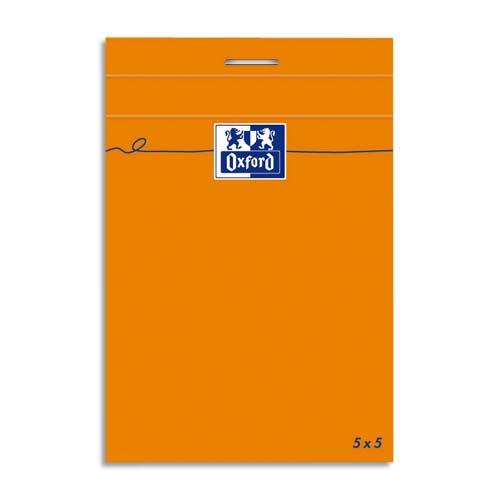 Bloc Oxford - 80 g - 10,5 x 14,8cm - petits carreaux - satin blanc - 80 feuilles