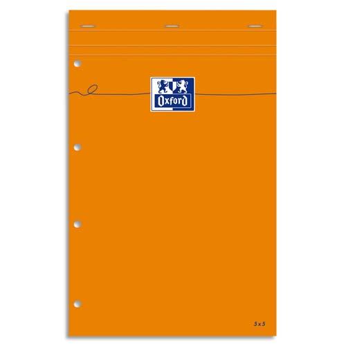 Bloc Oxford jaune - 80 g - 21 x 32cm - travers + marge - Perforation 4 trous - 80 feuilles