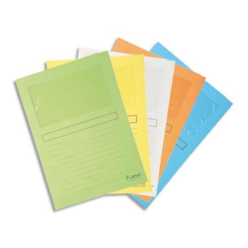 Paquet de 25 pochettes coins Exacompta en carte 120 g avec fentre - coloris assortis pastel