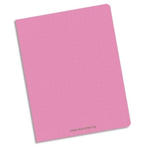 Cahier co - piqu - couverture polypro - 96 pages - 17x22 cm - 90g - grands carreaux - rose