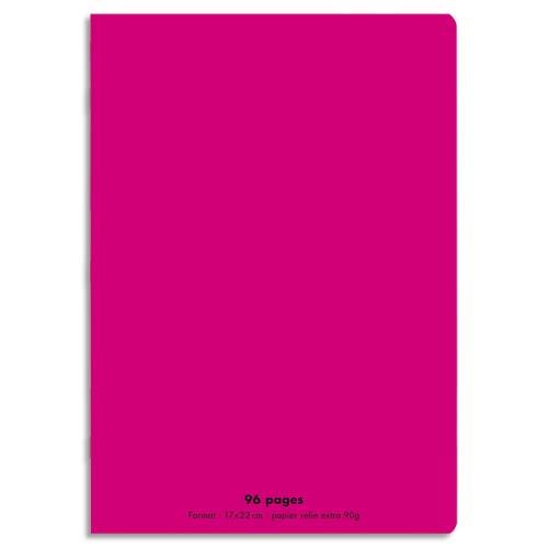 Cahier co - piqu - couverture polypro - 96 pages - 24x32 cm - grands carreaux - rose