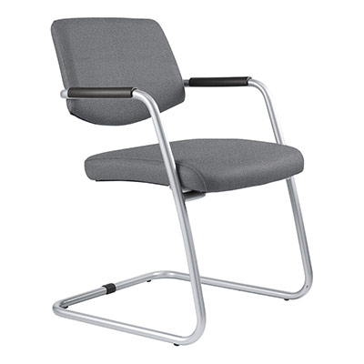 Sige de runion Fever moyen dossier - assise et dossier tissu gris nuage - structure luge gris aluminium - lot de 2