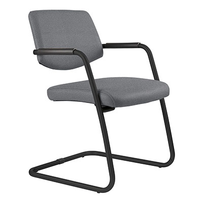 Sige de runion Fever moyen dossier - assise et dossier tissu gris nuage - structure luge noire - lot de 2