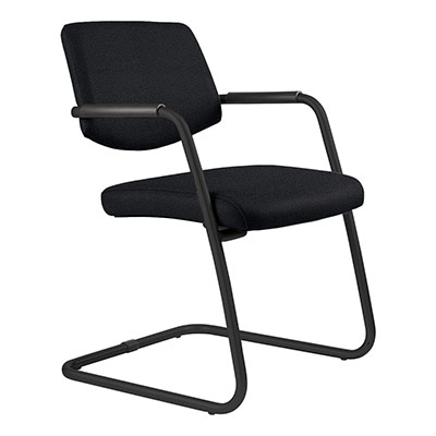 Sige de runion Fever moyen dossier - assise et dossier tissu noir - structure luge noire - lot de 2