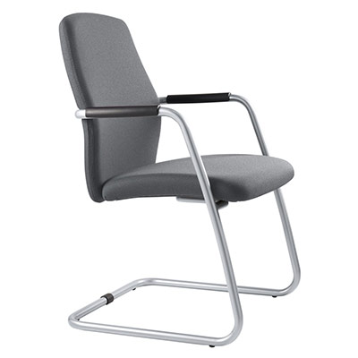 Sige de runion Fever haut dossier - assise et dossier tissu gris nuage - structure luge gris aluminium - lot de 2