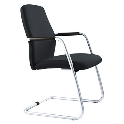 Sige de runion Fever haut dossier - assise et dossier similicuir noir - structure luge chrome - lot de 2