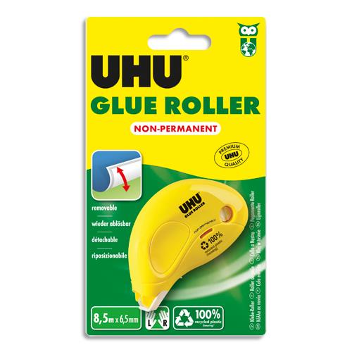 Roller de colle UHU Dry & Clean - jetable - colle repositionnable - 8,5 m x 6,5 mm