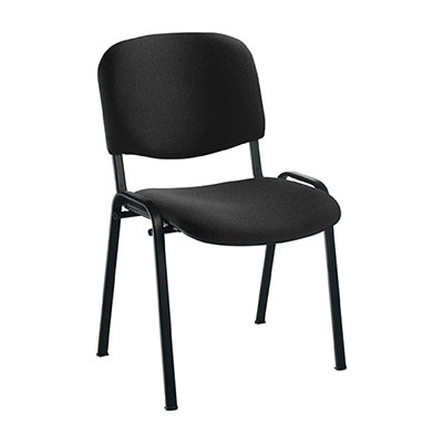 Chaise Anthra avec assise et dossier tissu Bali noir - structure 4 pieds m�tal de forme ovale noir avec embouts de protection antid�rapants - contre-coque en polypropyl�ne noir