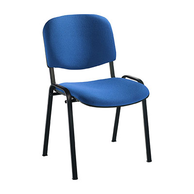 Chaise Anthra avec assise et dossier tissu Bali bleu �lectrique - structure 4 pieds m�tal de forme ovale noir avec embouts de protection antid�rapants - contre-coque en polypropyl�ne noir