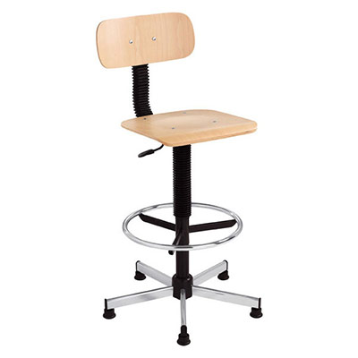 Chaise dessinateur htre naturel pitement chrome sur patins