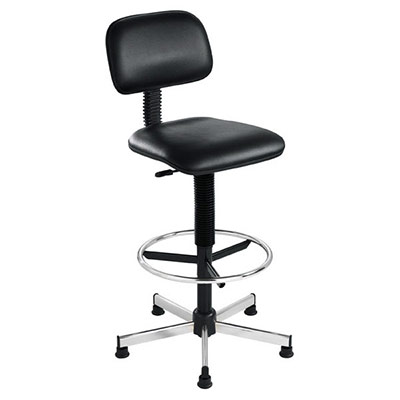 Chaise dessinateur similicuir noir pitement chrome sur patins