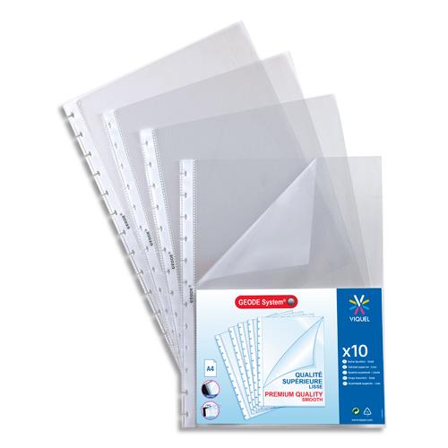 Sachet de 10 pochettes perfores  ouverture coin pour protge documents Viquel Maxi-Gode