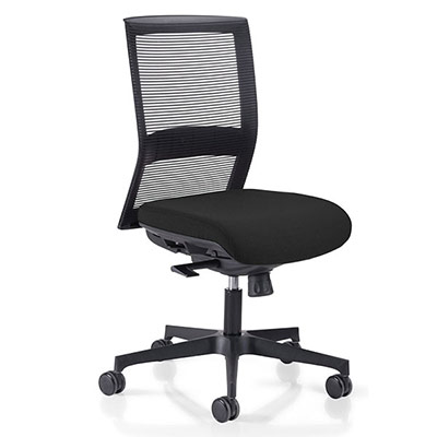 Si�ge Coach m�canisme synchrone - haut dossier r�sille noire - assise ergonomique - rev�tement tissu Xtreme plus noir - pi�tement 5 branches nylon noir