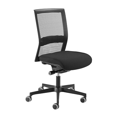 Si�ge de bureau � roulettes Coach - dossier r�sille - assise tissu gris - synchrone ergonomique - pi�tement m�tal noir