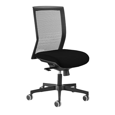 Si�ge de bureau � roulettes Coach - dossier r�sille - assise tissu noir - synchrone - pi�tement m�tal noir