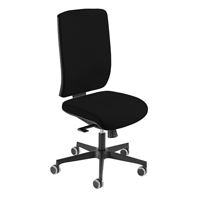 Sige de bureau  roulettes Coach - assise et dossier tissu noir - synchrone - pitement mtal noir