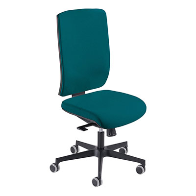 Sige de bureau  roulettes Coach - assise et dossier tissu vert canard - synchrone - pitement mtal noir