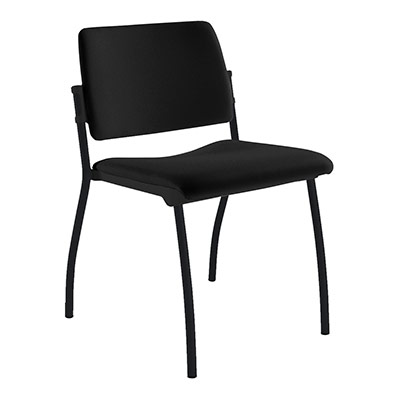 Chaise Inventiv 4 pieds finition noir revtement tissu Bali noir - dossier avec contre-coque noire