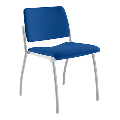 Chaise Inventiv 4 pieds finition gris aluminium revtement tissu Bali bleu lectrique - dossier avec contre-coque noire