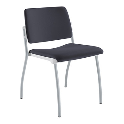 Chaise Inventiv 4 pieds finition gris aluminium revtement tissu Bali gris orage - dossier avec contre-coque noire