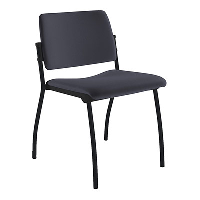 Chaise Inventiv 4 pieds finition noir revtement tissu Bali gris orage - dossier avec contre-coque noire
