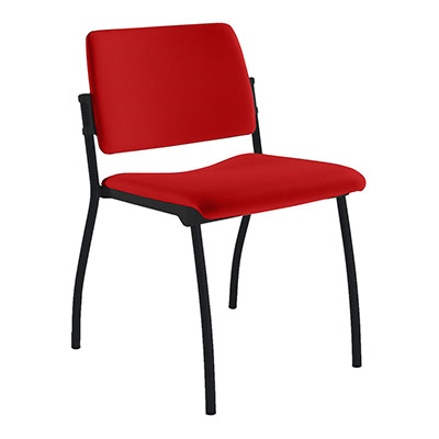 Chaise Inventiv 4 pieds finition noir revtement tissu Bali rouge vif - dossier avec contre-coque noire