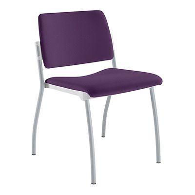 Chaise Inventiv 4 pieds finition gris aluminium revtement tissu Xtreme prune - dossier avec contre-coque noire