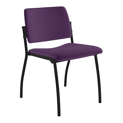 Chaise Inventiv 4 pieds finition noir revtement tissu Xtreme prune - dossier avec contre-coque noire