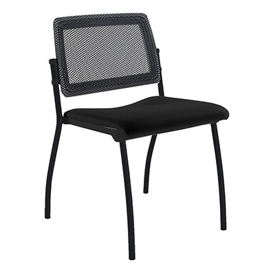 Chaise Inventiv 4 pieds finition noir dossier rsille noire avec contre-coque noire - assise revtement tissu Bali noir