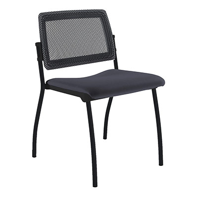 Chaise Inventiv 4 pieds finition noir dossier rsille noire avec contre-coque noire - assise revtement tissu Bali gris orage