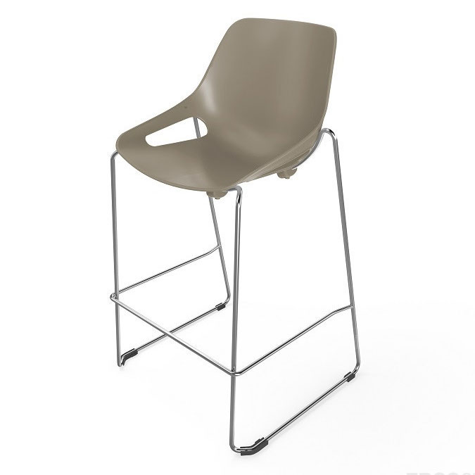 Tabouret haut Rosalie sans placet - Pied m�tal chrom� - Assise polypropyl�ne gris