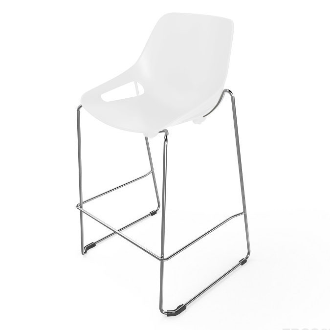 Tabouret haut Rosalie sans placet - Pied m�tal chrom� - Assise polypropyl�ne blanc