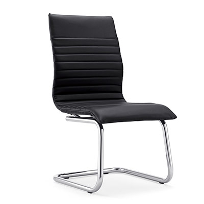 Sige visiteur Seven sur structure luge - assise et et dossier cuir noir