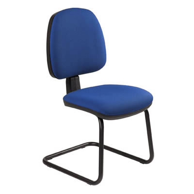 Sige visiteur pitement luge noir - assise et dossier standard tissu Bali bleu lectrique