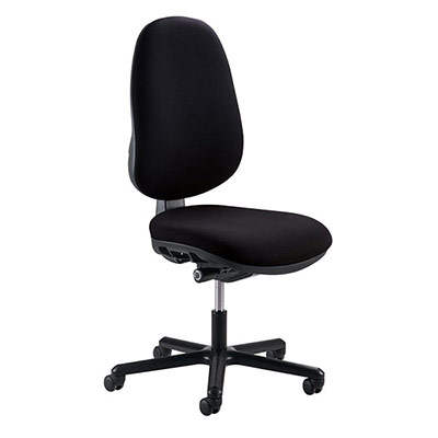 Si�ge de bureau Globe XXL sp�ciale forte corpulence - m�cansime synchrone - assise et dossier tissu noir - pi�tement m�tallique noir