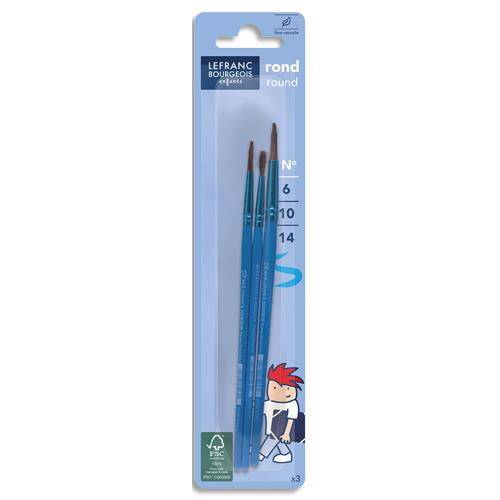 Pinceaux Poil de Poney n 6 + n10 + n14 - lot de 3