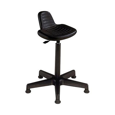 Tabouret assis-debout - assise polyurthane - pitement nylon noir sur patins