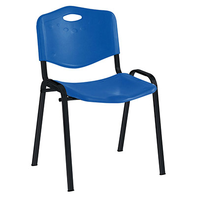 Chaise Adria assise et dossier en  inject polypro bleu - structure 4 pieds en tube d'acier laqu epoxy noir