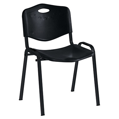 Chaise Adria assise et dossier en  inject polypro noir - structure 4 pieds en tube d'acier laqu epoxy noir