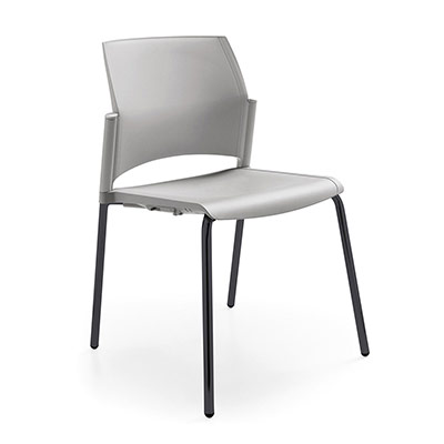 Chaise visiteur Versaty polypro gris - 4 pieds noirs