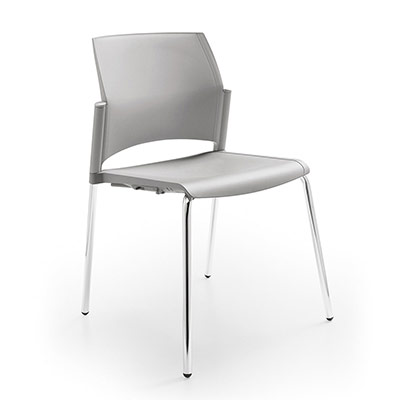 Chaise visiteur Versaty polypro gris - 4 pieds chroms