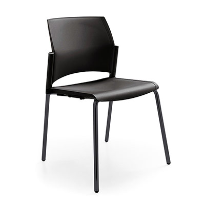 Chaise visiteur Versaty polypro noir - 4 pieds noirs