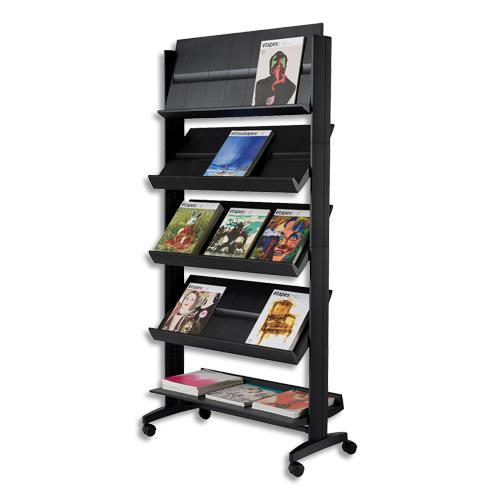 Prsentoir de sol Paperflow - 5 tablettes mobile - noir