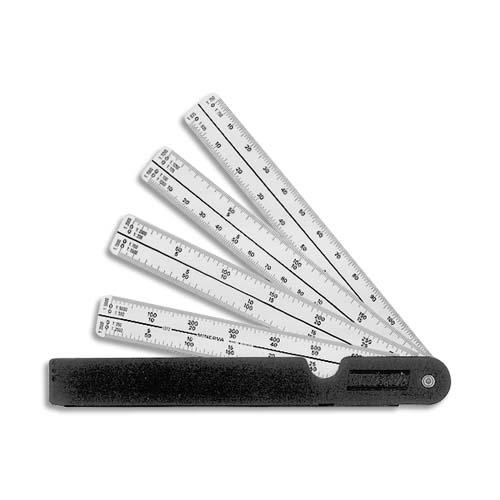 Regle en ventail Minerva comportant 4 reglettes de couleur blanche en pvc blanc