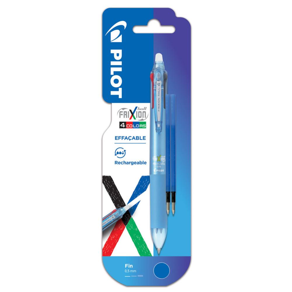 Recharge pour stylo Pilot 4 couleurs roller encre gel effa�able FriXion Ball - Pointe fine - Bleu - Pochette de 2